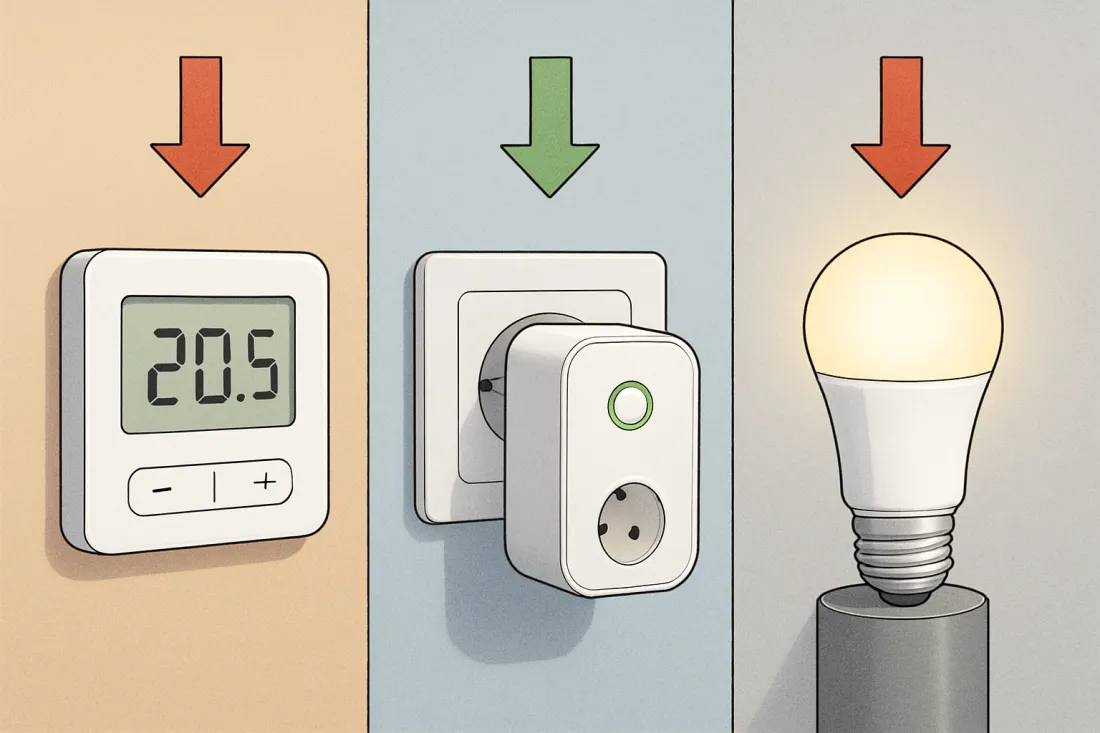 Smart home energie sparen beispiele: visueller Vergleich der Optionen