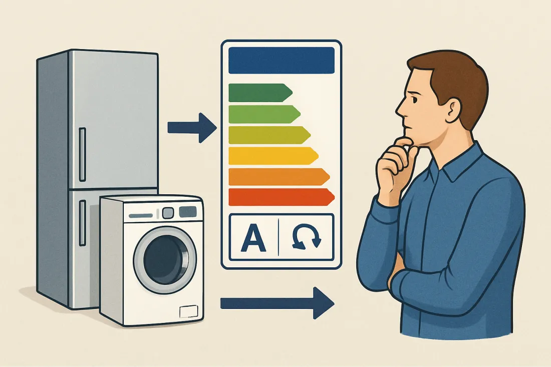 Energieeffiziente Haushaltsgeräte erkennen: Schaubild der wichtigsten Elemente