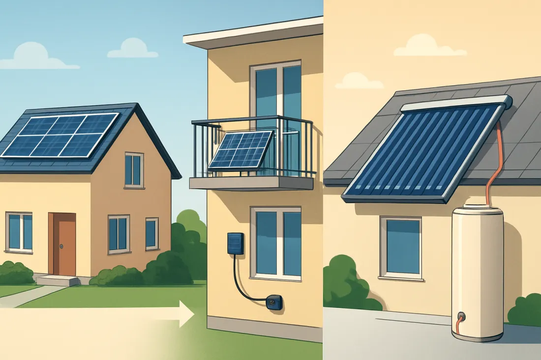 Solarenergie zu hause nutzen möglichkeiten: visueller Vergleich der Optionen