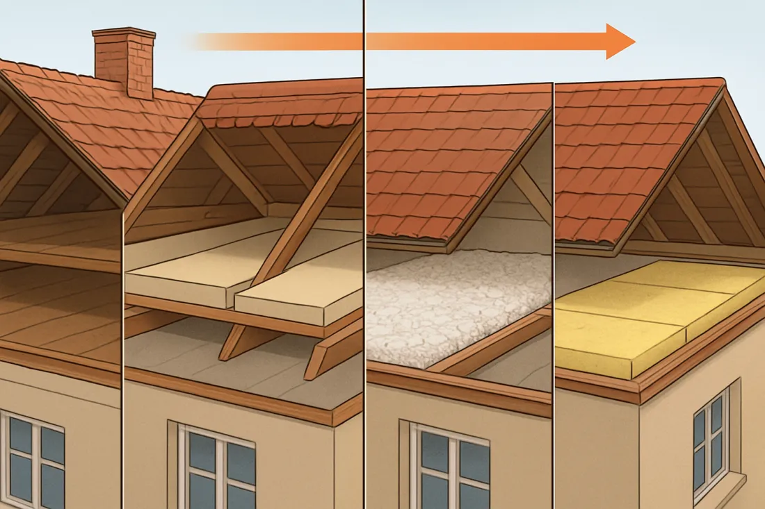 Oberste geschossdecke im altbau dämmen: visueller Vergleich der Optionen
