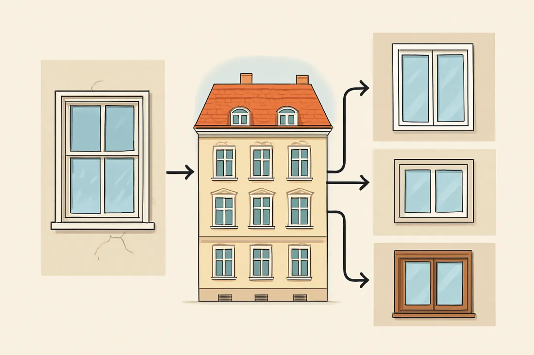 Altbaufenster energetische sanierung: Schaubild der wichtigsten Elemente
