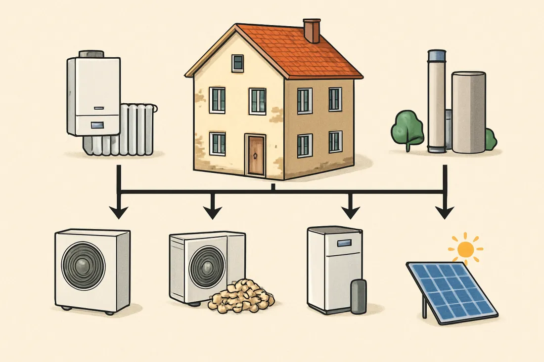 Heizung im altbau modernisieren welche möglichkeiten: Schaubild der wichtigsten Elemente