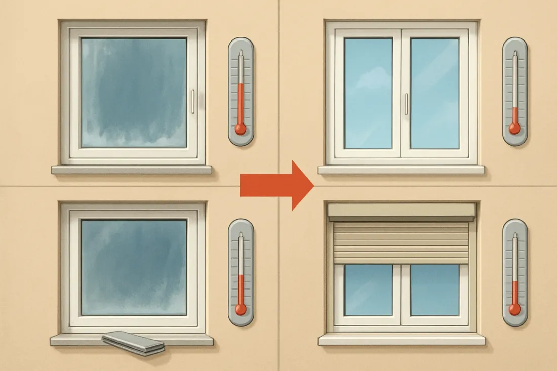 Heizkosten senken durch bessere fenster: visueller Vergleich der Optionen