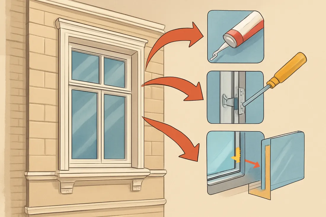 Kastenfenster energetisch verbessern: Schaubild der wichtigsten Elemente