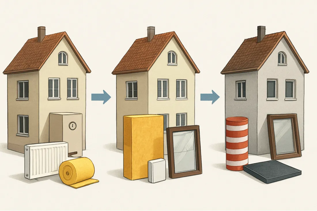 Altbau energetisch sanieren ohne kernsanierung: visueller Vergleich der Optionen