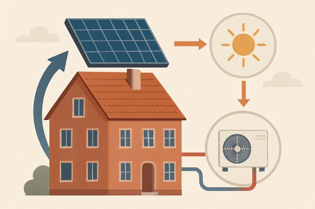 Solarenergie und wärmepumpe im altbau planen: Schaubild der wichtigsten Elemente