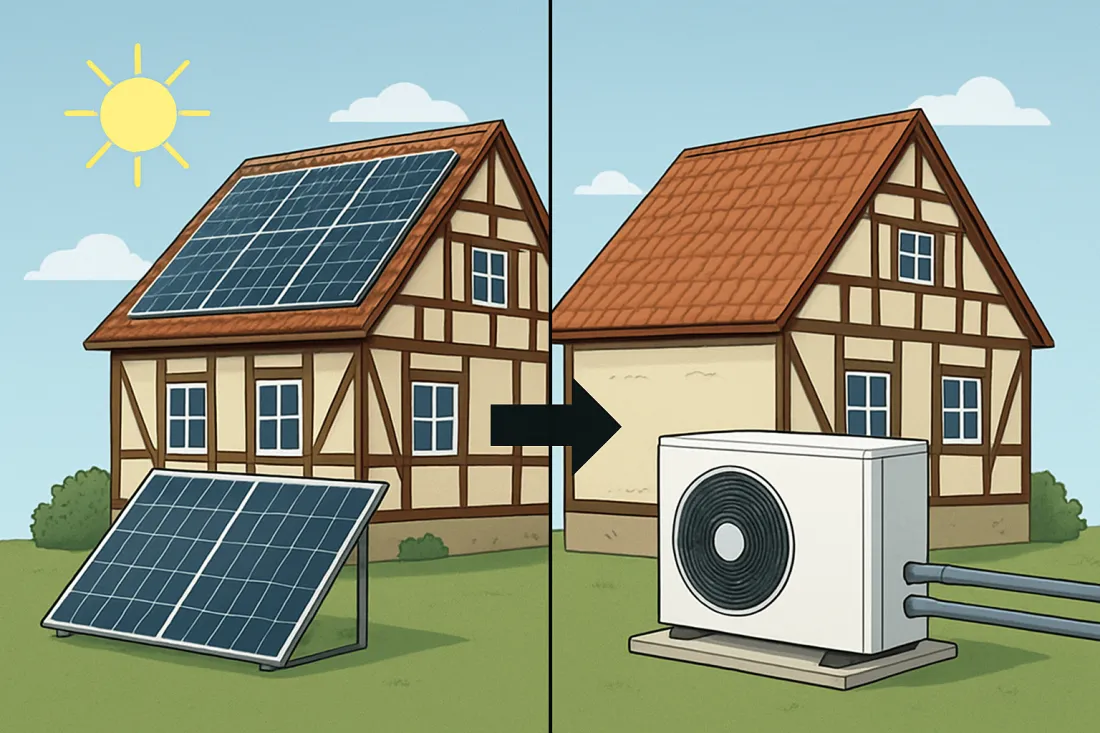 Solarenergie und wärmepumpe im altbau planen: visueller Vergleich der Optionen